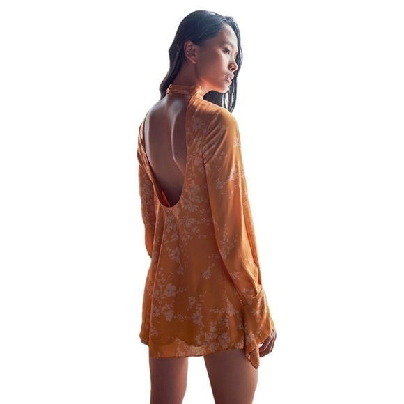 FREE People NWT Aries Mini Dress Golden Combo Gold Floral XS - Picture 2 of 10